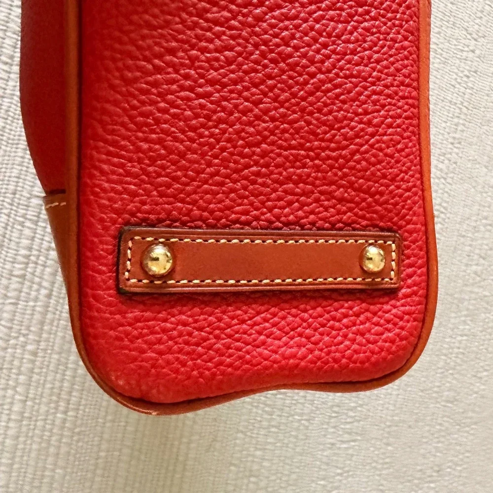 New Dooney & Bourke Women's Red Pebbled Leather Hobo Shoulder Bag Gold Hardware